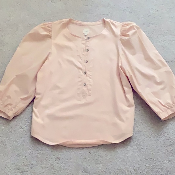 Rebecca Taylor La Vie Poplin Sleeve Jersey Tee in Ballet Pink XS - Picture 3 of 7